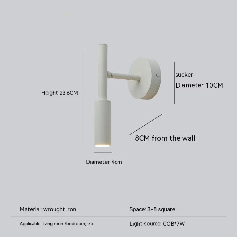 Black or white wrought iron wall lamp with three-colour light source for bedroom or living room