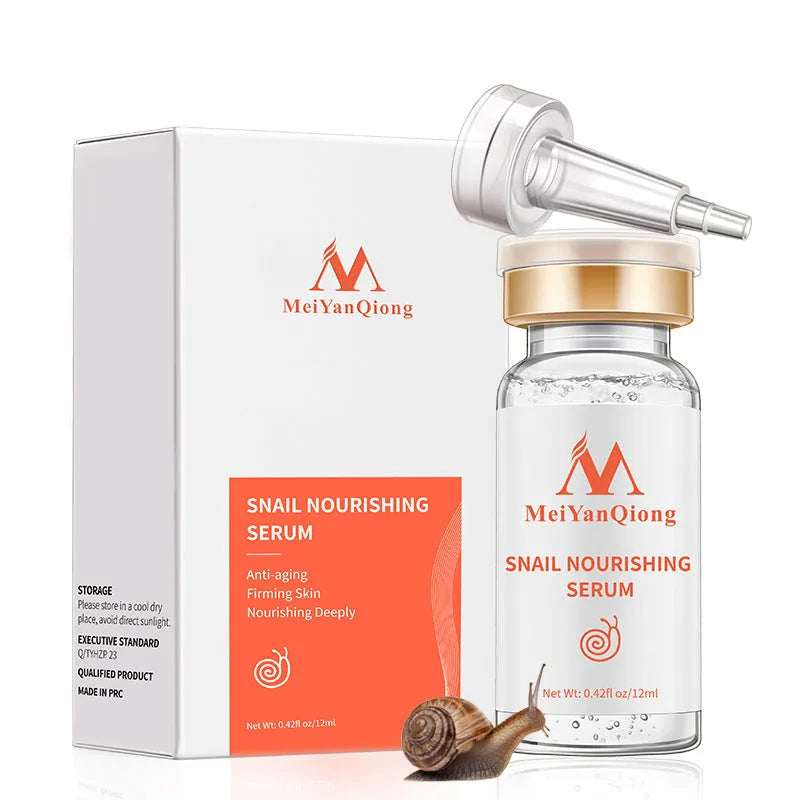 Snail nourishing and repairing essence serum in 12ml bottle with pipette, white label