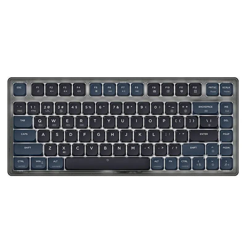 Ajazz AK832PRO three-mode mechanical keyboard in green colour with RGB lighting and compact 81-key layout.