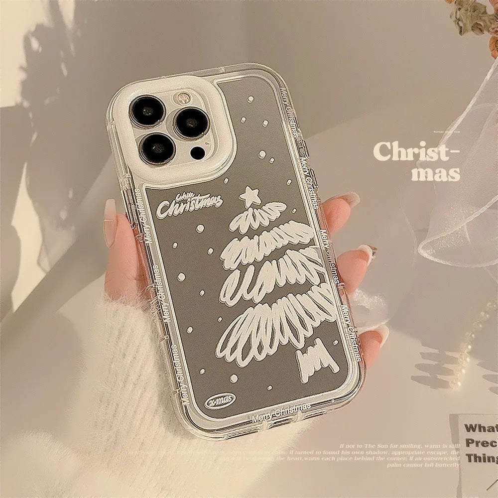 Snow White Christmas tree mirror iPhone case in hard TPU with painted finish and anti-fall function