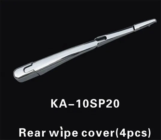 Set of four silvery ABS plastic rear window wiper cover trims for a Hyundai car