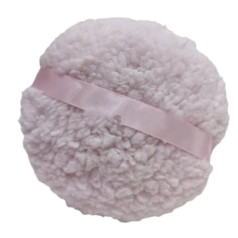 Large rectangular white plush powder puff for dry makeup application