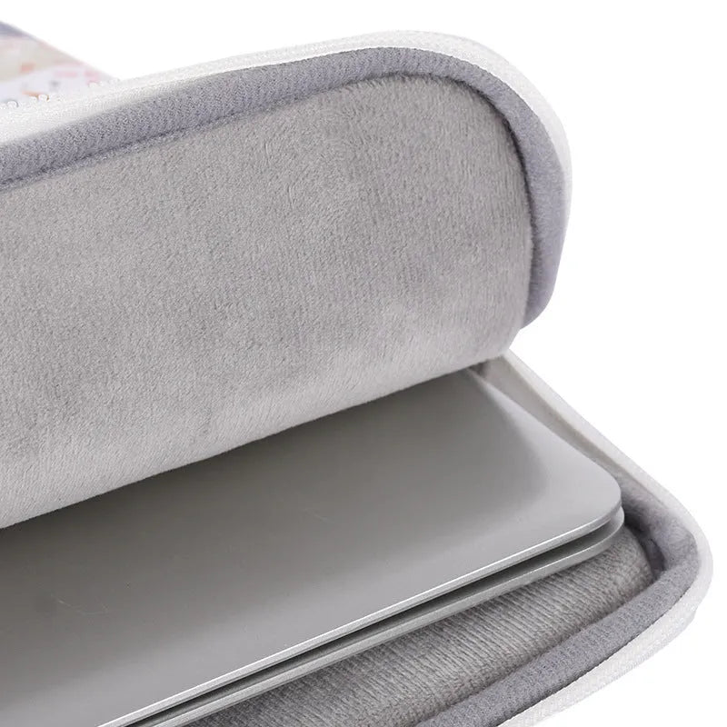 White waterproof PU leather laptop inner sleeve case for 11 to 15 inch devices.