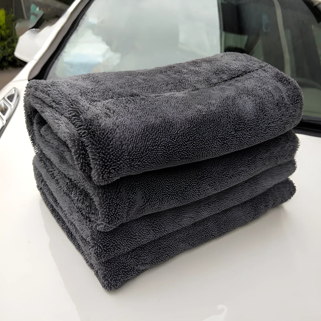 Grey twisted braid microfiber car wash towel 40x40cm for detailing and cleaning