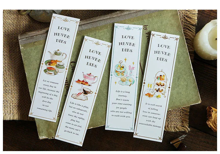 Paper bookmark set with creative art designs – 40×150mm, 350g white cardboard, pack of 30