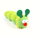 Green interactive plush cat toy pillow measuring 24cm long with sports design