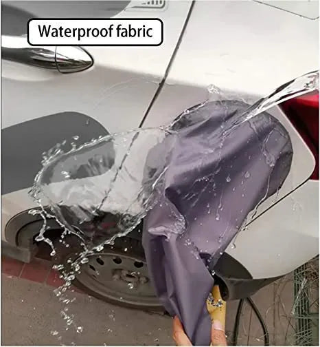 Waterproof drawstring cover for electric vehicle charging ports in grey colour