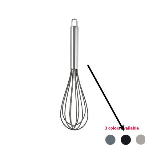 12-piece silicone kitchen utensil set with rotating storage bucket in black, includes spatula, ladel, and cooking tools