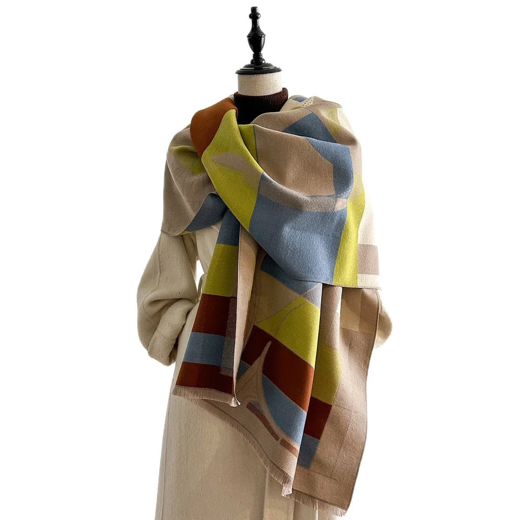 185x65cm European style autumn shawl scarf in imitation cashmere fabric showing colour options