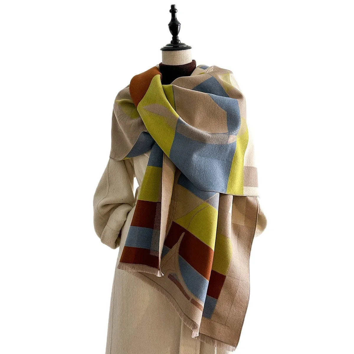 185x65cm European style autumn shawl scarf in imitation cashmere fabric showing colour options