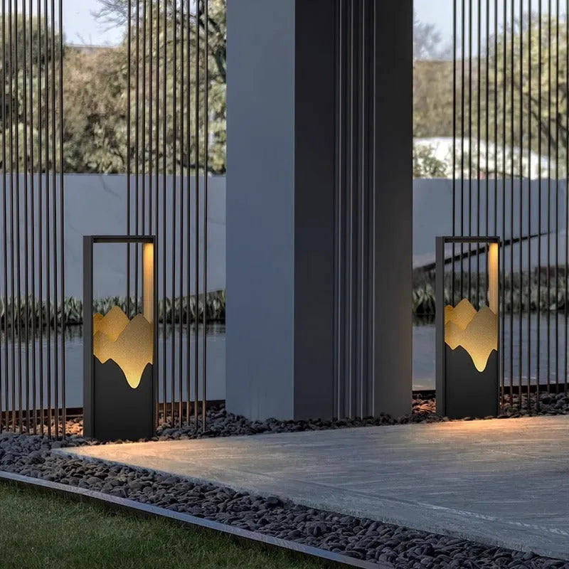 Small stainless steel solar yard lamp with Chinese-style design for outdoor garden use