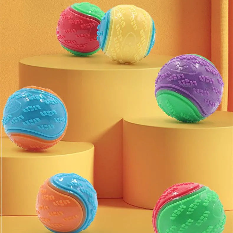 Dog molar long lasting TPR ball toy in random colour for aggressive chewers and teeth cleaning