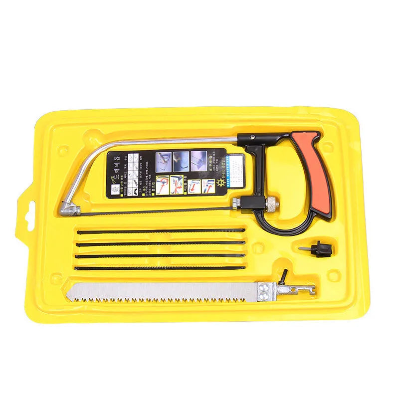 Alloy steel hand saw set with seven interchangeable blades and handle