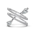 Sterling Silver S925 drop shaped ring white gold colour women