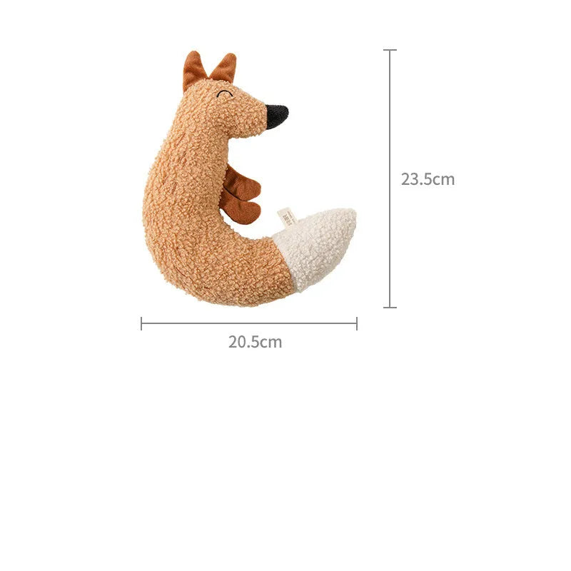 Cartoon fox and duckling pet chew toys with teddy velvet fabric construction