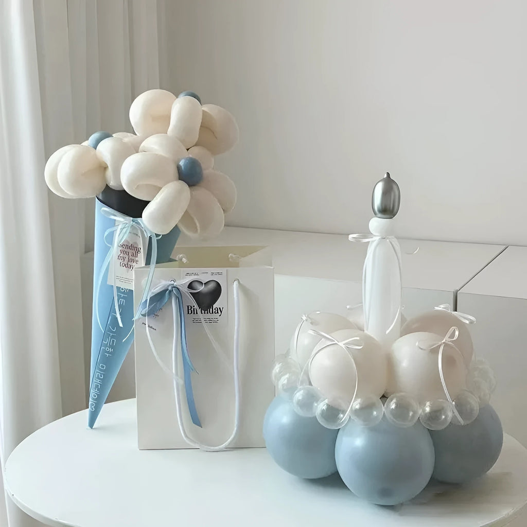 Balloon bouquet DIY kit for cake decoration with round latex balloons in complete material package