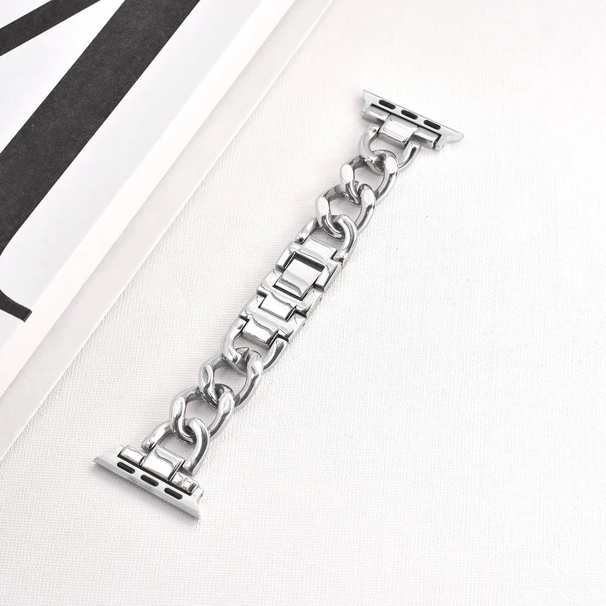 Metal denim chain watch strap for Apple Watch in silver, black, gold, rose gold and starlight colours