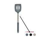 12-piece silicone kitchen utensil set with rotating storage bucket in black, includes spatula, ladel, and cooking tools
