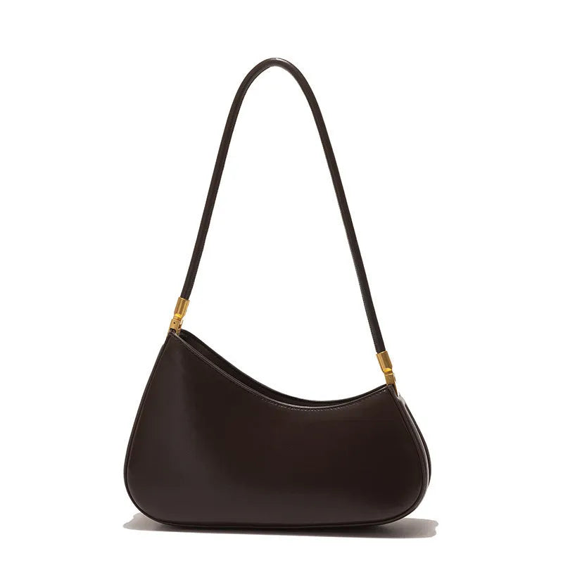 Retro oval women's underarm bag in PU leather with single shoulder strap and internal zipper compartment