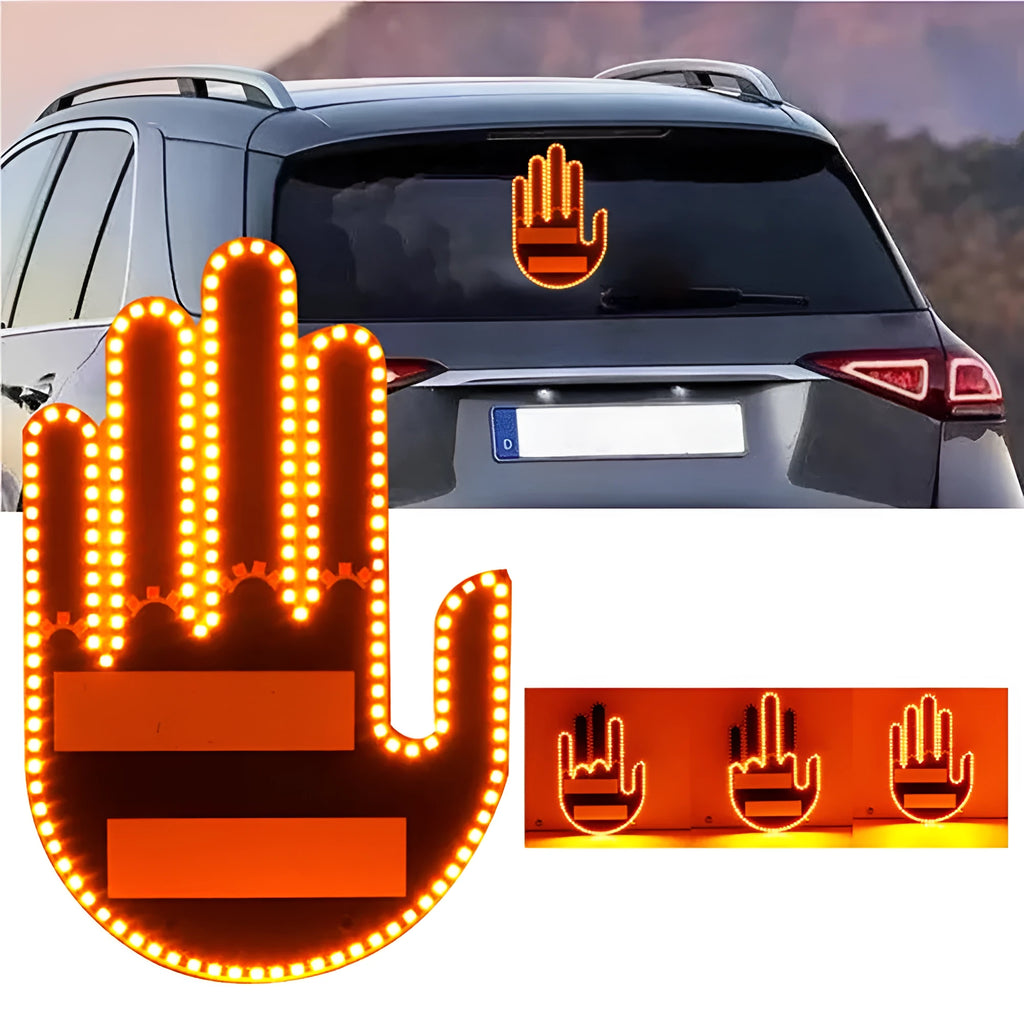 Black plastic LED gesture car light with remote control showing three-finger gesture