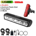 Baojia lifting bracket bicycle light with black plastic housing and taillight, 10000mAh rechargeable model
