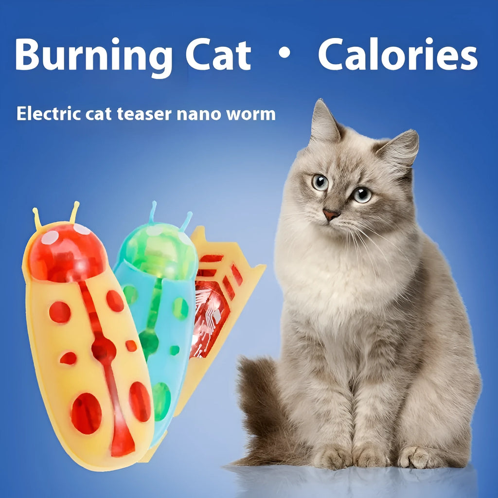 Electric toothbrush worm cat teaser toy in plastic measuring 4.5cm