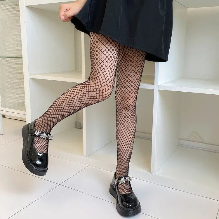 Women's mesh pattern pantyhose in black and white with anti-hook function