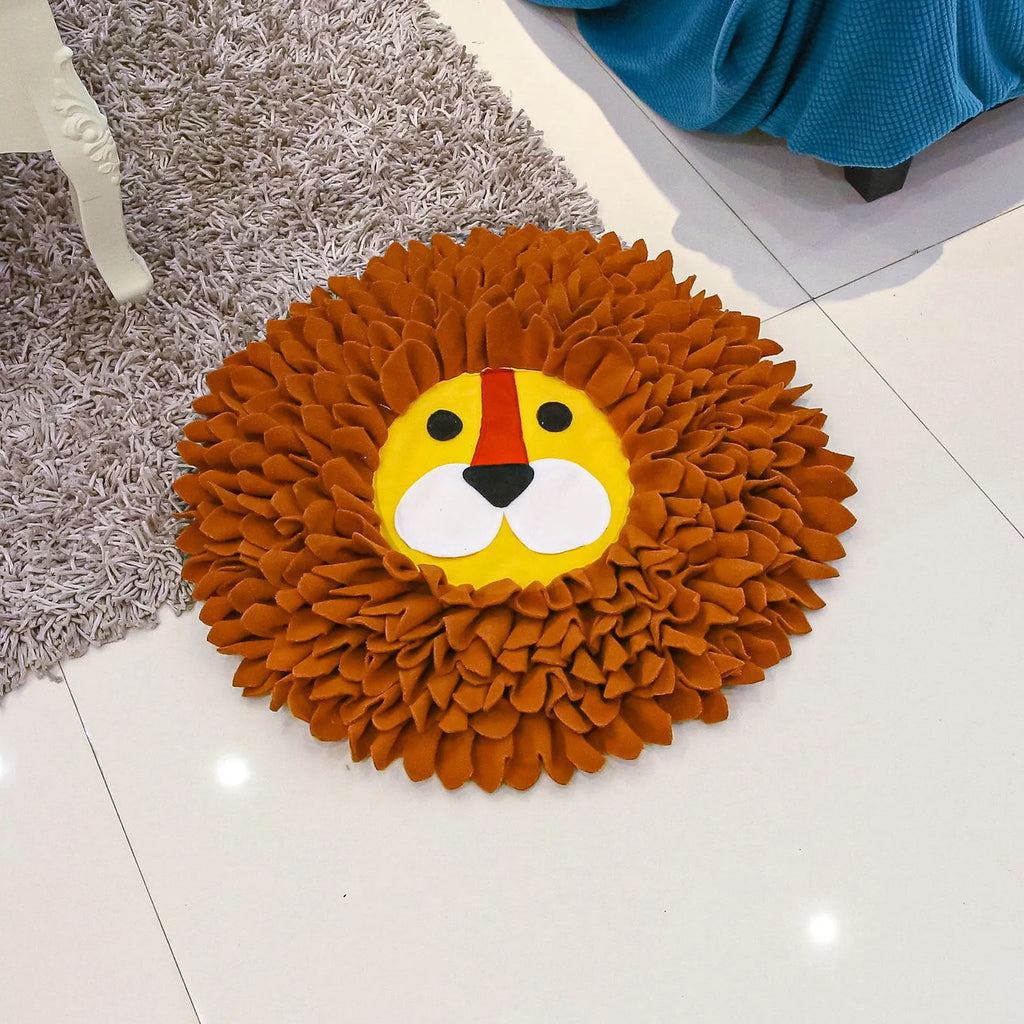 Brown Lion Sniffing Pad dog and cat puzzle blanket for hiding food treats.