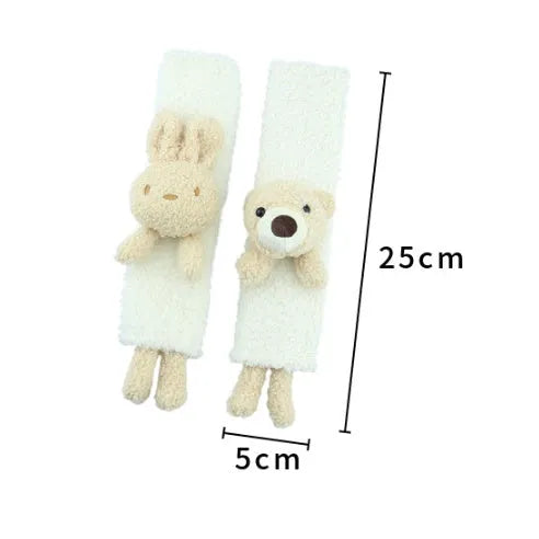 Cartoon plush car seat belt shoulder protector in lamb wool with rabbit or bear designs