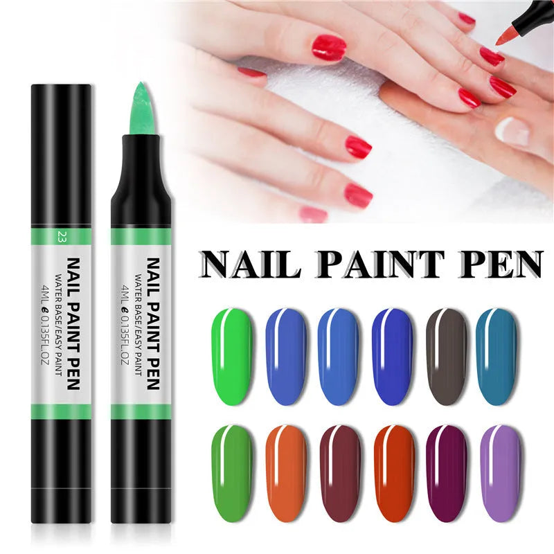 24 colour water-based nail polish painting pen set with 3D flower drawing nib and compact 11 x 1.5 cm size