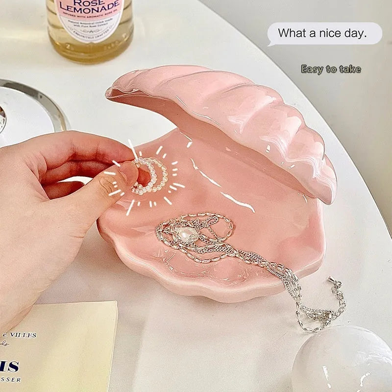 Yellow porcelain storage tray with optional night light in pink or white shell.