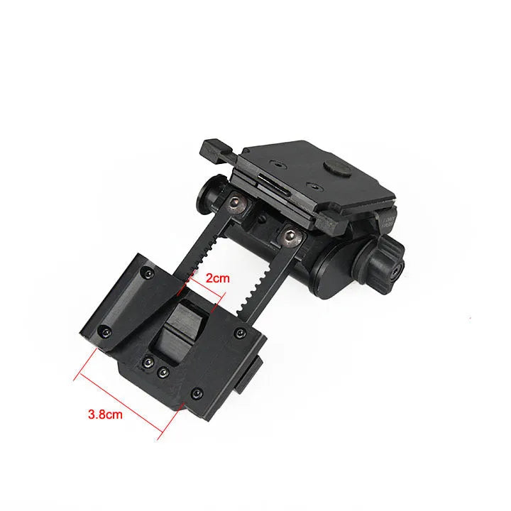 Metal alloy L4 G24 night vision helmet mount with breakaway base in dark earth colour