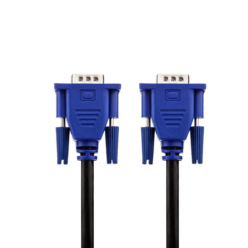 Black VGA cable with blue moulded head and nickel-plated connectors, length 1.5m