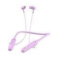 Sports Bluetooth headphones with neckband design showing power display card and available in black, red, purple, green colours