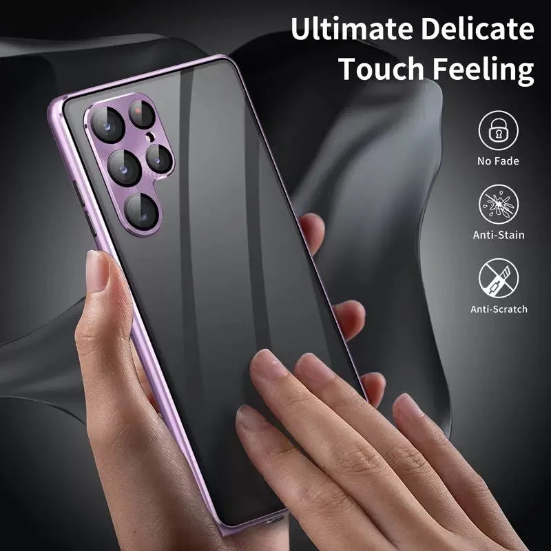 Samsung S24 Ultra magnetic phone case with integrated privacy mirror in multiple colour options