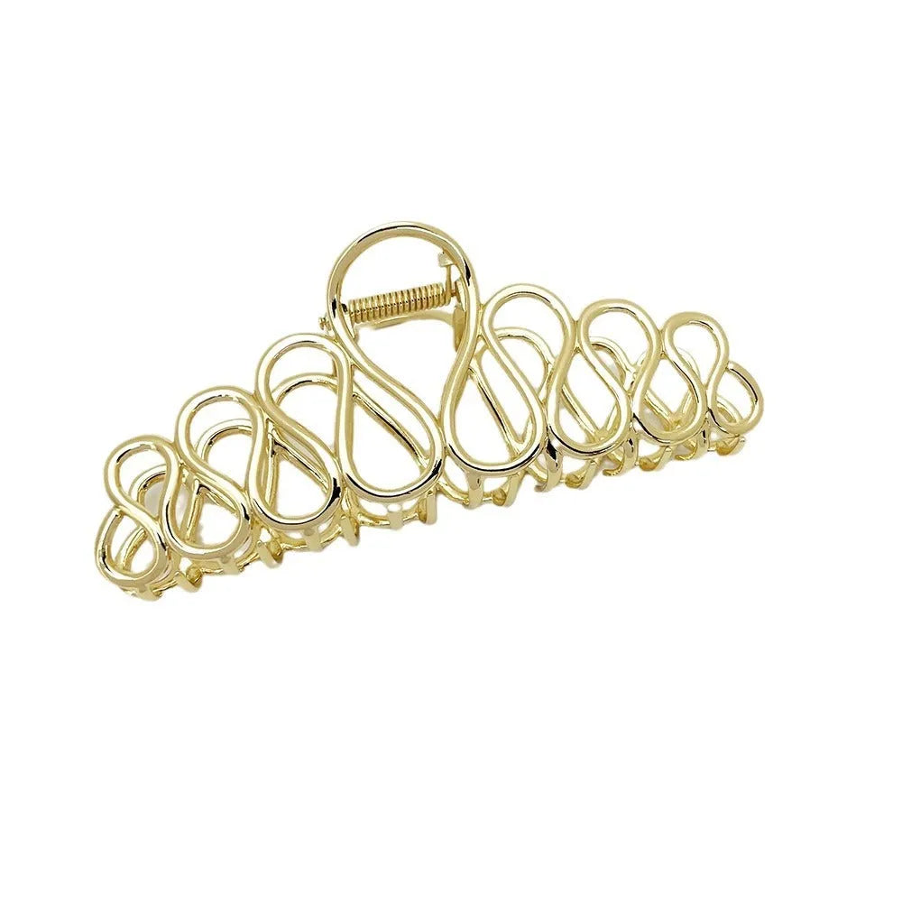 Minimalist large hair clip with tassel decoration in gold or silver electroplated finish