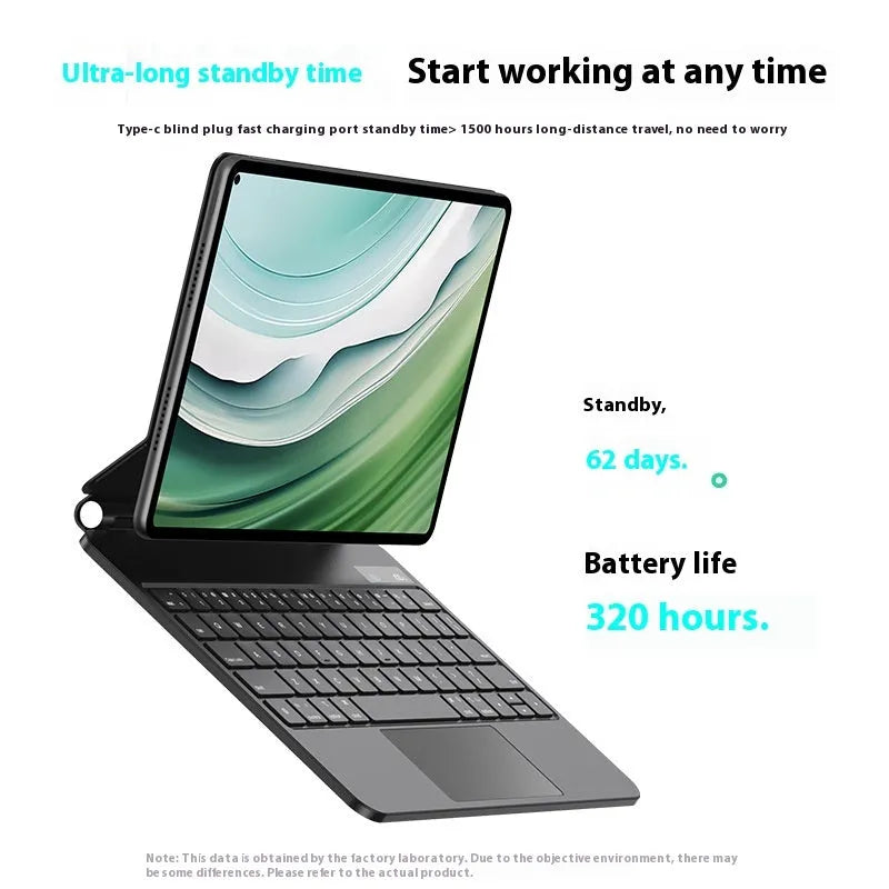 Huawei Matepad 11 magnetic wireless keyboard cover in black showing Bluetooth connectivity and protective case design