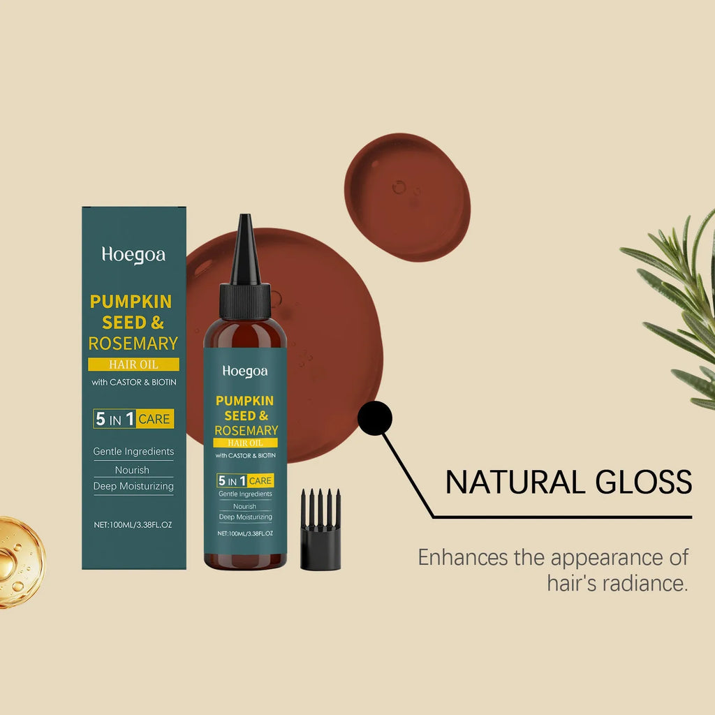 Rosemary essential oil hair care kit showing 100ml bottle with pointed nozzle and hair comb
