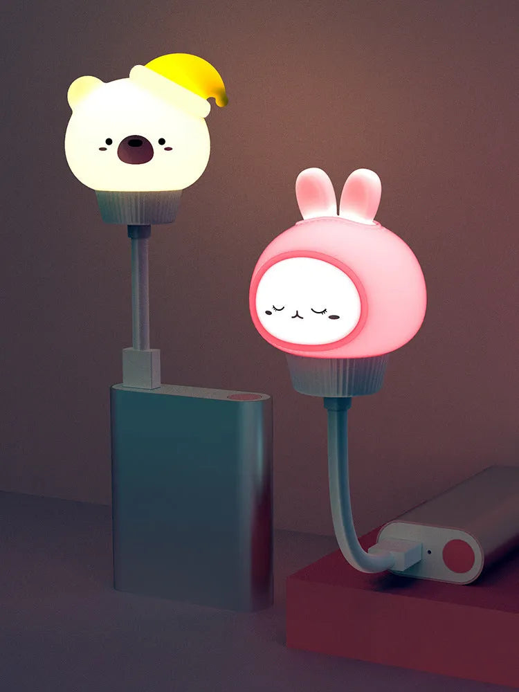 USB portable LED night light in cartoon bear, rabbit, duck or kitten design with remote control