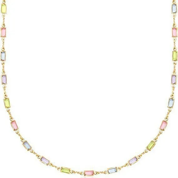 Geometric glass crystal pendant necklace on adjustable alloy chain with random colour electroplated finish