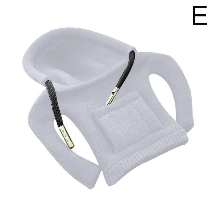 Cloth car gear shift knob cover in various colours showing its 13cm by 8cm size