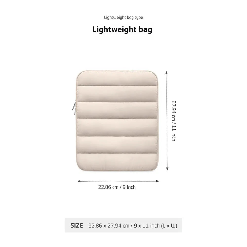 Fluffy air feeling laptop sleeve for 9.7-11 inch tablets in black, khaki, or silver colours