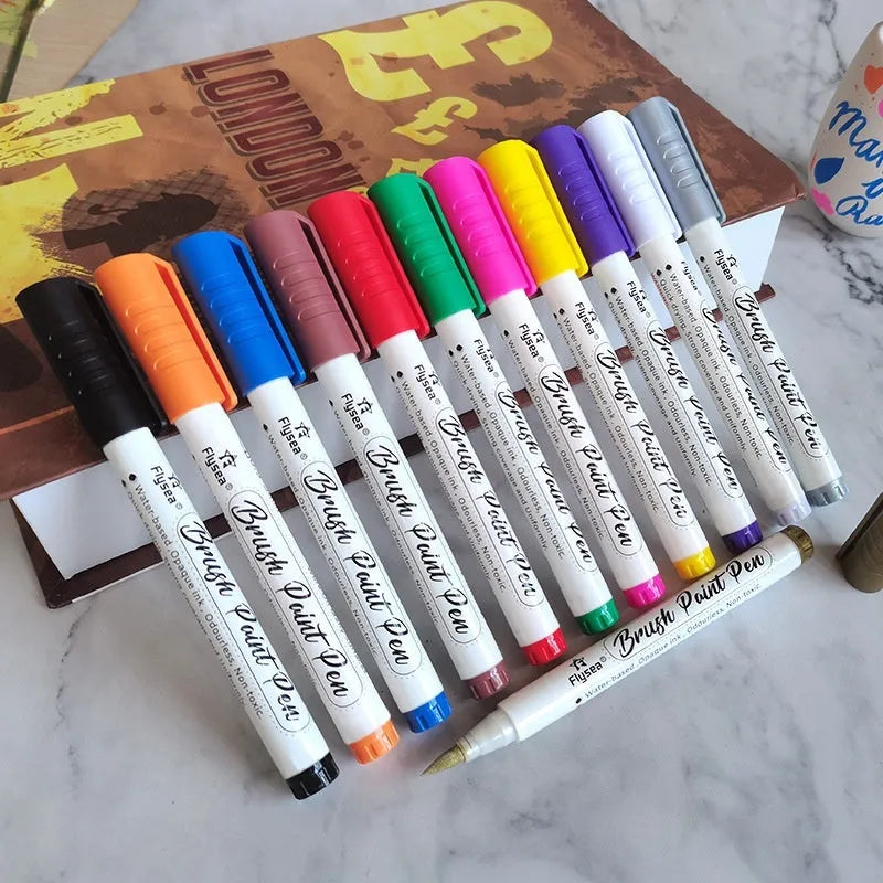 Set of soft-head gouache marker pens in a case, suitable for hand lettering and greeting card art.