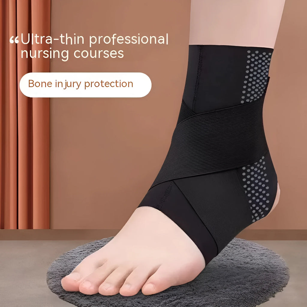 Black Lycra cloth rehabilitation ankle support protector with anti-kick design for sports activities