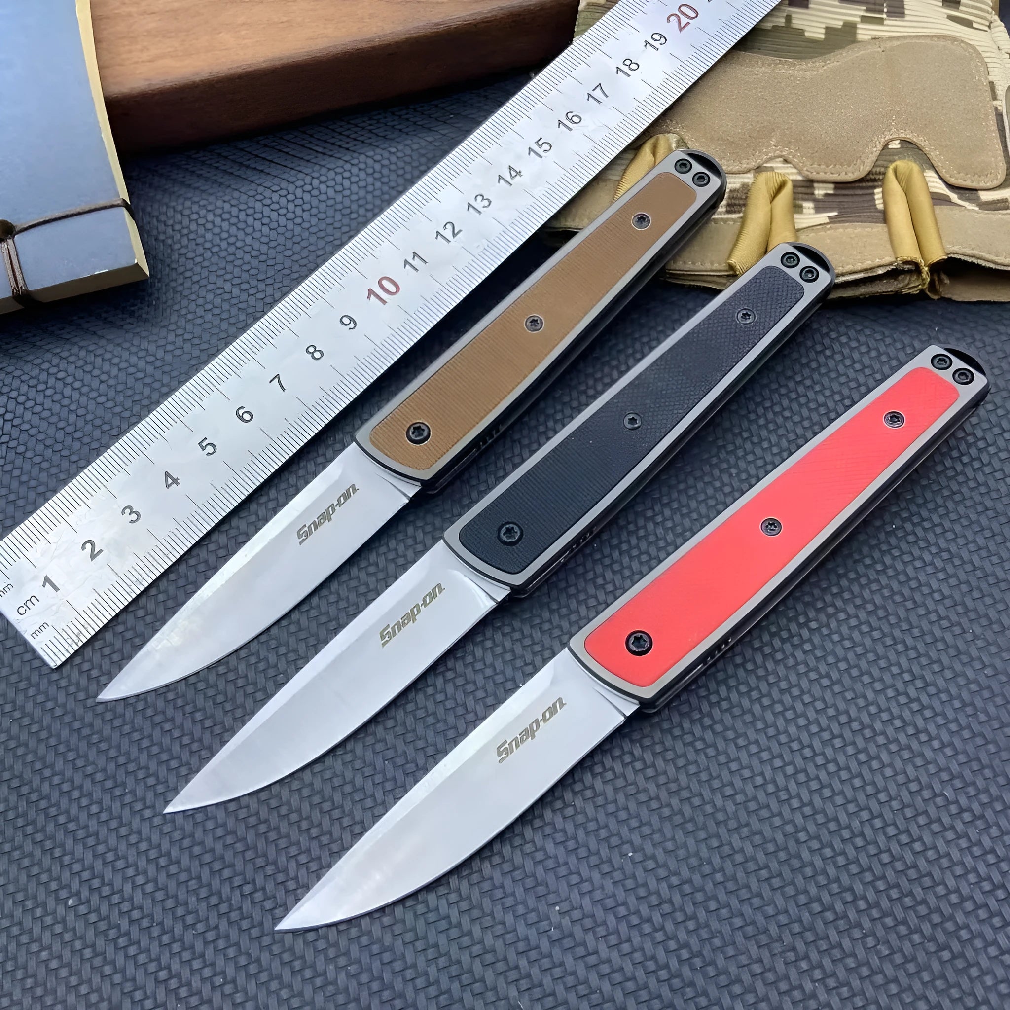 Handmade folding fruit knife with stainless steel blade in black, brown, or red colour options
