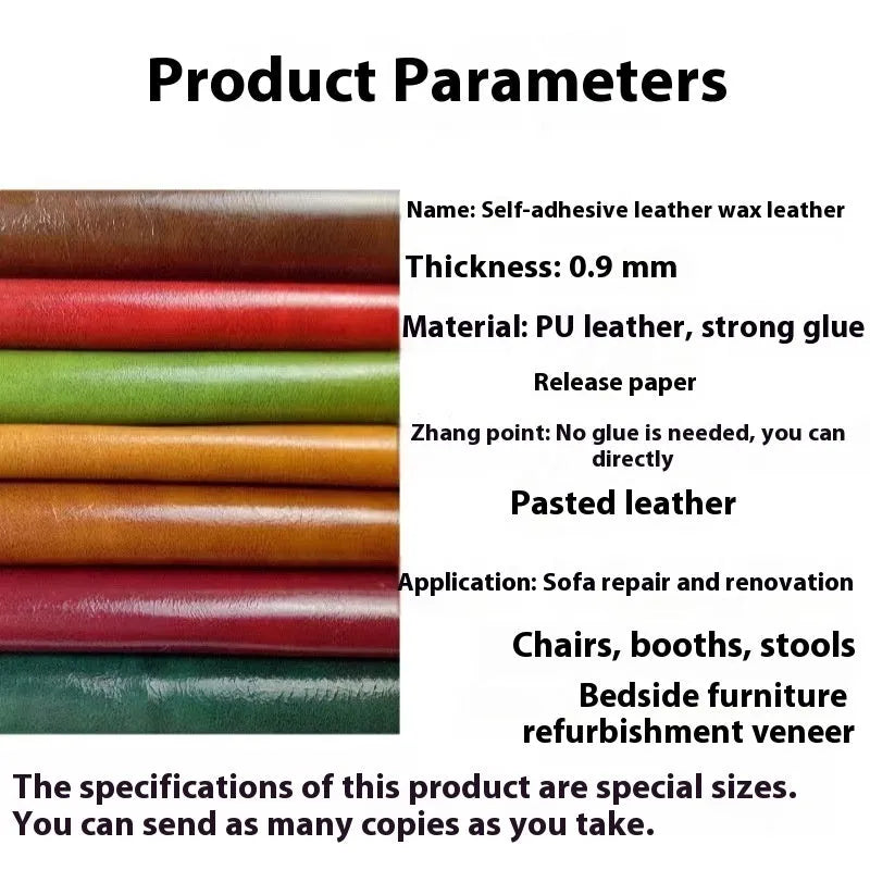 Oil wax leather adhesive sticker sheet for car and furniture repair in brown