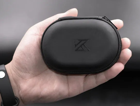 Black oval leather earphone storage bag for EDX PRO and ZEX PRO IEMs