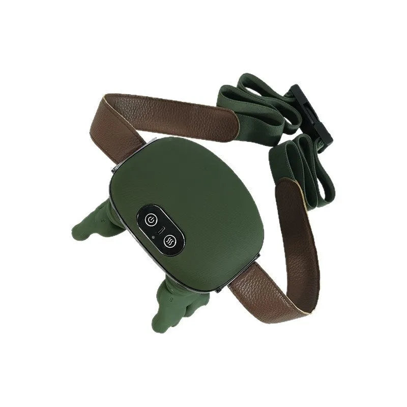 Rechargeable neck and shoulder massager in green or white, 14.5x12x11cm, with multi-mode and temperature adjustment