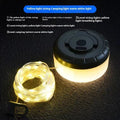 Rechargeable outdoor LED string lights with 30 beads on an 8-metre cord, showing both colourful and warm white light options.
