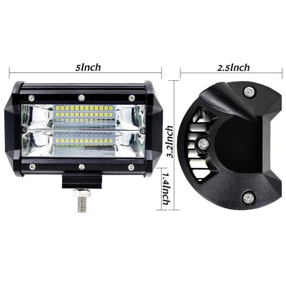 5-inch black LED work lamp for off-road vehicles with aluminum housing and bracket mounting